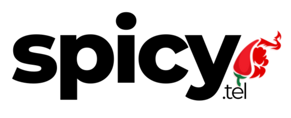 Logo with the word 'spicy' and a red pepper icon on a white background